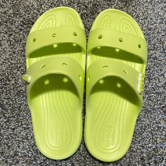 Lime Green Croc Sandals - Picture 1 of 4